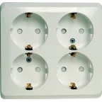 ЭТЮД Розетка четырехместная наружная с заземлением со шторками 16А 250B белая