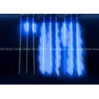 Занавес светодиодный фигурный Звездный дождь соединяемый 6 подвесов 336 светодиодов Размер 1,5х0,5м Цвет свечения синий IP44 Провод прозрачный Упаковка картон ULD-E1505-336/DTK BLUE IP44 TWISTED METEOR
