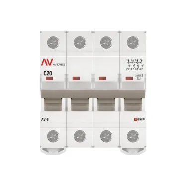 Выключатель автоматический AV-6 4P 20A (C) 6kA AVERES