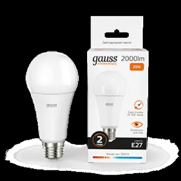 Лампа светодиодная LED 25 Вт 2000 лм 3000К А70 груша теплый E27 AC 220В Elementary Gauss