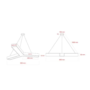 Светильник LED Geometria Igrek SPO-143-W-40K-056 56Вт 4000K 3700Лм IP40 900*80 белый подвесной драйвер внутри