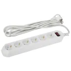 Сетевой фильтр (белый) с заземл, 3x0,75мм2, с выкл, 6гн, 5м USF-6es-5 м-W-BOX