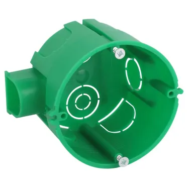 Коробка установочная KUTS1-68-45-green зеленая 68х45мм для твердых стен с саморезами, один стыковочный узел IP20