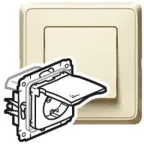 Розетка с заземлением Cariva IP44 слоновая кость