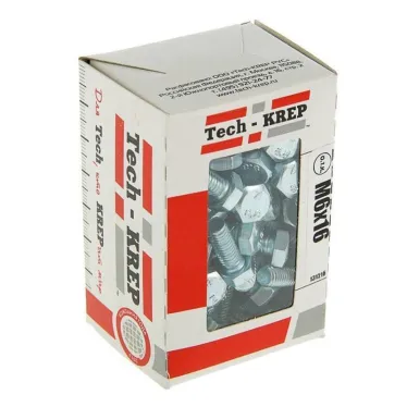 Болт DIN933 М6х16 шестигранная голова полная резьба оцинкованный (100 шт)