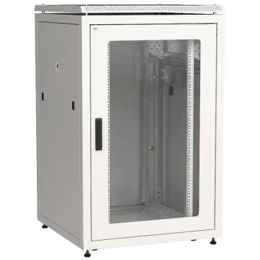Шкаф сетевой 19' LINEA N 24U 800х800мм стеклянная передняя дверь задняя металлическая серый