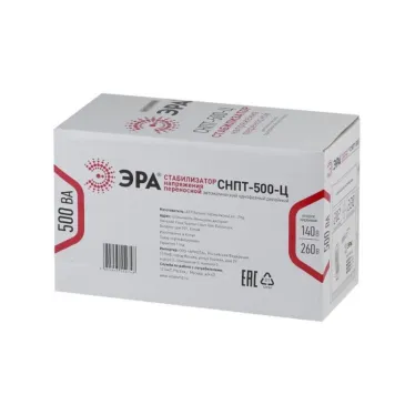 Стабилизатор напряжения переносной СНПТ-500-Ц цифровой дисплей 140-260В/220/В, 500ВА