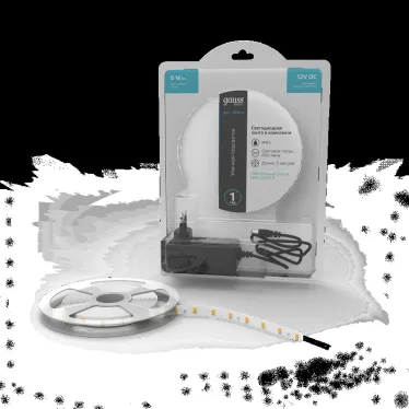 Лента светодиодная LED 2835/60-SMD 6 Вт/м 600 лм/м 4000К DC 12В IP65 8мм комплект лента и драйвер (блистер 5м) Basic Gauss