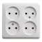 ЭТЮД Розетка четырехместная наружная без заземления без шторок 16А 250B белая