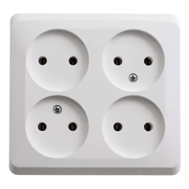 ЭТЮД Розетка четырехместная наружная без заземления без шторок 16А 250B белая