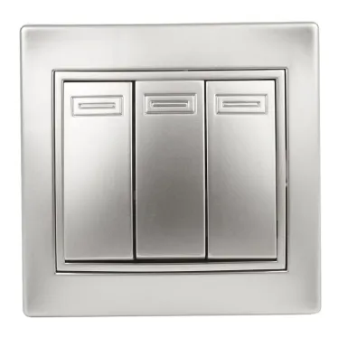 Выключатель тройной, 10А-250В, СУ, Plano, алюминий,1-106-03