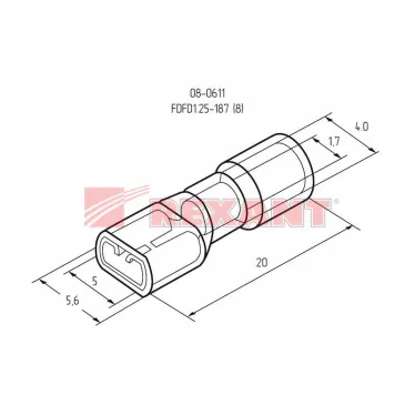 Клемма плоская полностью изолир РППи-м 1.5-(4.8) РпИмп 1,25-5-0,8 гнездо 5.6 мм 0.5-1.5 кв мм, REXANT