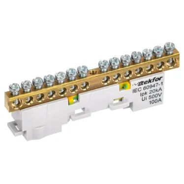 TEKFOR Шина PE земля неизолированная на универсальном держателе 6х9-16-Ж IEK