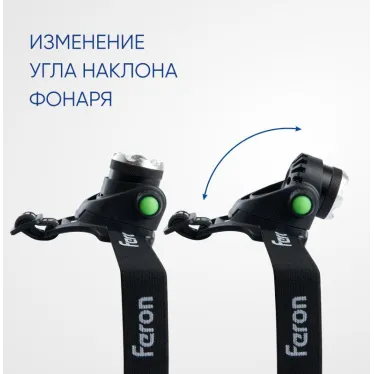 Фонарь светодиодный налобный аккумуляторный ZOOM 5w 2х18650 IP44 пластик алюминий