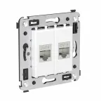 Avanti Компьютерная розетка RJ-45 без шторки в стену, кат.6 двойная экранированная, Белое облако