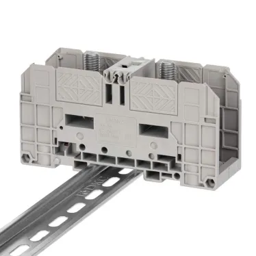 Клемма проходная, болтовой зажим, 2 точки подключения, 120 кв.мм, серая