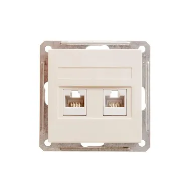 W59 Розетка двойная компьютерная скрытая в рамку бежевая