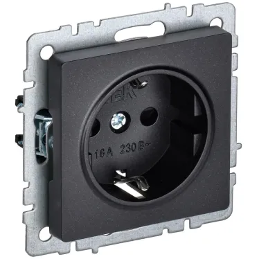 BRITE Розетка с заземлением без защитных шторок 16А РС11-1-0-БрЧ черный