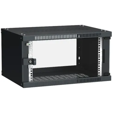 Шкаф LINEA WE 6U 600x450мм дверь стекло черный