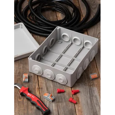 Коробка распаячная КМР-050-043 пылевлагозащитная 12 мембранных вводов уплотнительный шнур (240х190х90) PROxima