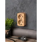 Розетка 2-местная ОП Минск 16А с заземлением светлое дерево