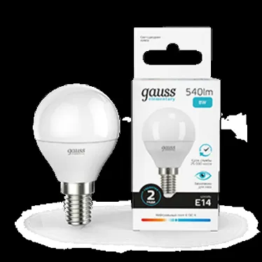 Лампа светодиодная LED 8 Вт 540 лм 4100К шар P45 нейтральный E14 AC 220В Elementary Gauss