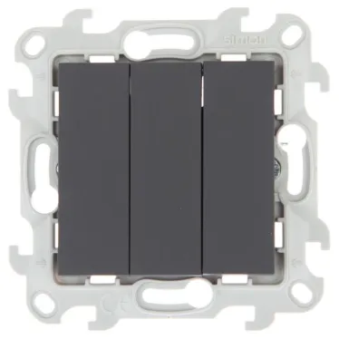 Выключатель трехклавишный, графит