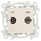 Розетка TV-SAT проходная, слоновая кость