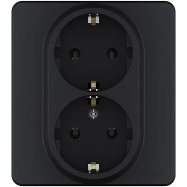 Розетка двойная с заземлением x 2К+З немецкий стандарт 16А 250В~ INSPIRIA антрацит