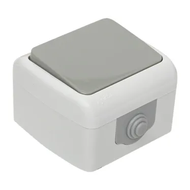 Выключатель Мурманск 1-клавишный 10А IP54 серый