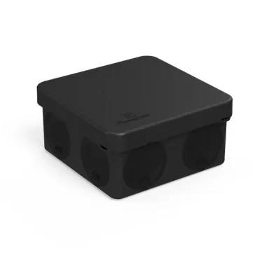 Коробка распределительная 60-0210-9005м для прямого монтажа двухкомпонентная безгалогенная (HF) черная 80х80х40 (8шт/уп) Промрукав