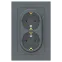 Розетка ATLASDESIGN двойная с заземлением 16А в сборе грифель