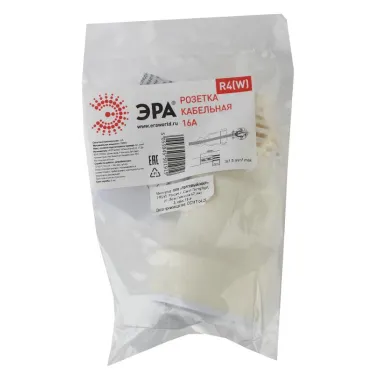 Розетка кабельная c/з 16A прямой ввод ПВХ оболочка белая (10/200/4000) R4(W)