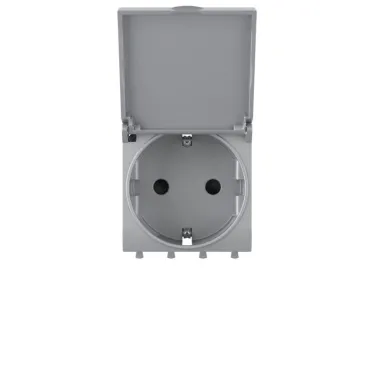 Avanti Розетка с крышкой модульная 2P+E с з/ш Закаленная сталь2 модуля