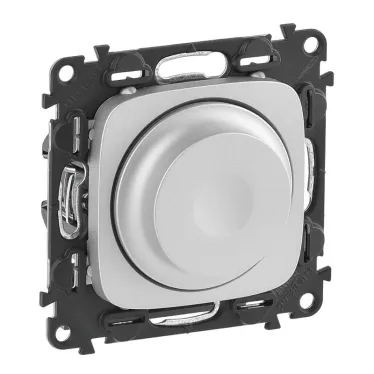 Valena ALLURE Светорегулятор с поворотной ручкой универсальный 300Вт без нейтрали С лицевой панелью Алюминий