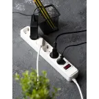 Фильтр сетевой 6x3м 16А/3.2кВт с выключателем с заземлением ПВС 3х1.0 Блокбастер XL PROxima