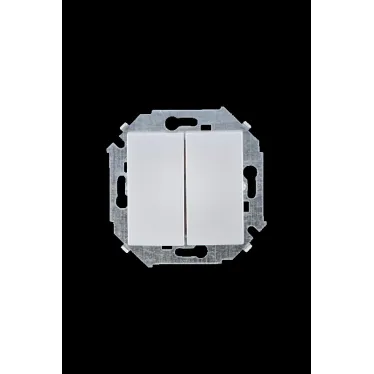 Выключатель двухклавишнный проходной (переключатель), 16А, 250В, винтовой зажим, алюминий