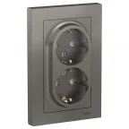 Розетка ATLASDESIGN двойная с заземлением со шторками 16А в сборе сталь