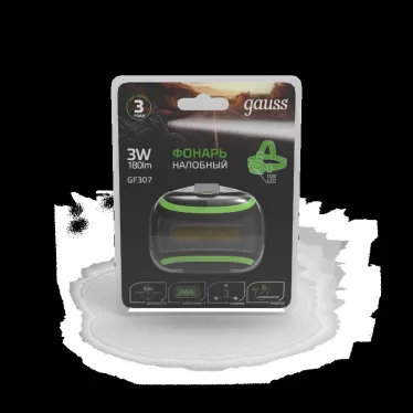 Фонарь светодиодный налобный 3 Вт 180 лм Черный IP42 на батарейках 3xААА GFL Gauss