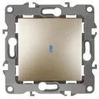 Выключатель с подсветкой, 10АХ-250В, Эра12, шампань,12-1102-04