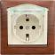 VALENA Розетка с заземлением со шторками с крышкой в рамку слоновая кость