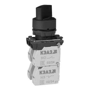 Переключатель КПЕ1531Р-черный-3но+1нз-ручка-фикс-2поз-IP54-