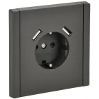 FORTE@PIANO Розетка 1-местная с заземлением с защитными шторками винтовое крепление 16А USB A+A 3,1А FP345 серый IEK