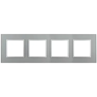 Рамка на 4 поста, стекло, Эра Elegance, алюминий+алюм, 14-5104-03