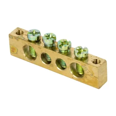 Шина PEN ноль-земля 6х9мм 4 отверстия латунь крепеж по краям PROxima