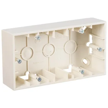 15 Коробка для наружного монтажа на 2 поста слоновая кость