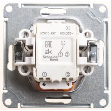 W59 Переключатель одноклавишный с подсв. 10АХ, механизм, черный бархат