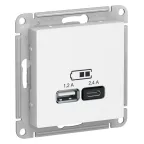 ATLASDESIGN USB РОЗЕТКА А+С, 5В/2,4 А, 2х5В/1,2 А, механизм, ЛОТОС