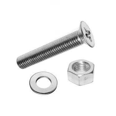 Винт DIN965 М6х25 потайная головка оцинкованный + гайка + шайба (8 шт)