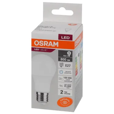 Лампа светодиодная LED 10 Вт E27 6500К 800Лм груша 220 В (замена 75Вт) OSRAM